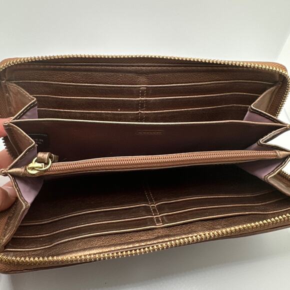 COACH Bronze Zip Around Buckle Wallet - Picture 5 of 10